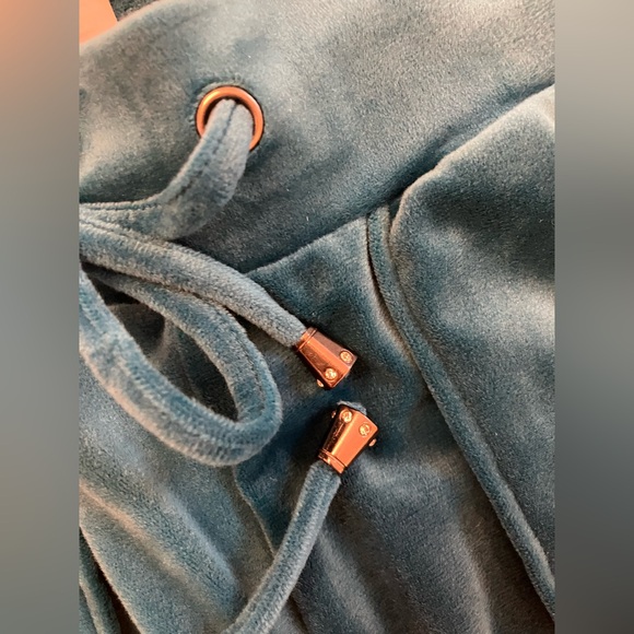 Cable & Gauge Velour Drawstring Pants Aquamarine with Swarovski crystals - Picture 2 of 5